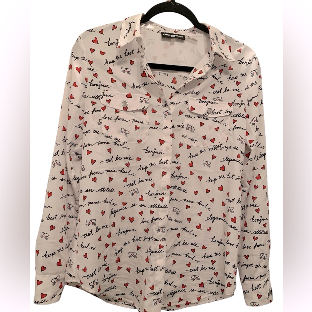 ❤️KARL LAGERFELD❤️NWT! HEARTS BLOUSE. EXCELLENT CONDITION!! - Picture 2 of 11